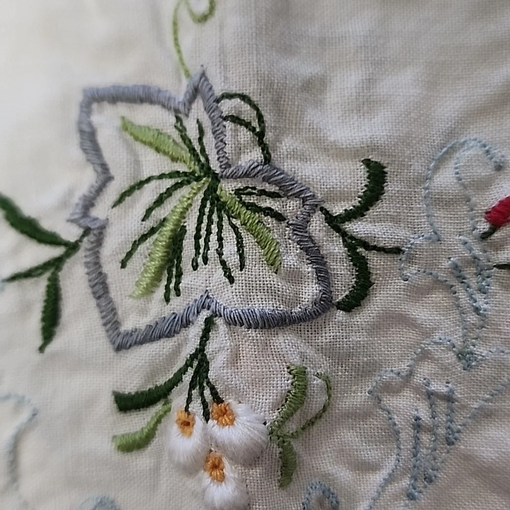 Vintage Handmade Embroidered Tea Towels & Matching Table Runner